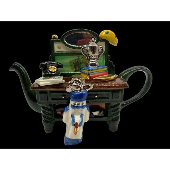 Tony Carter Golf Themed Collectible Teapot Hand Painted Home Decor Teapots READ - Picture 4 of 16